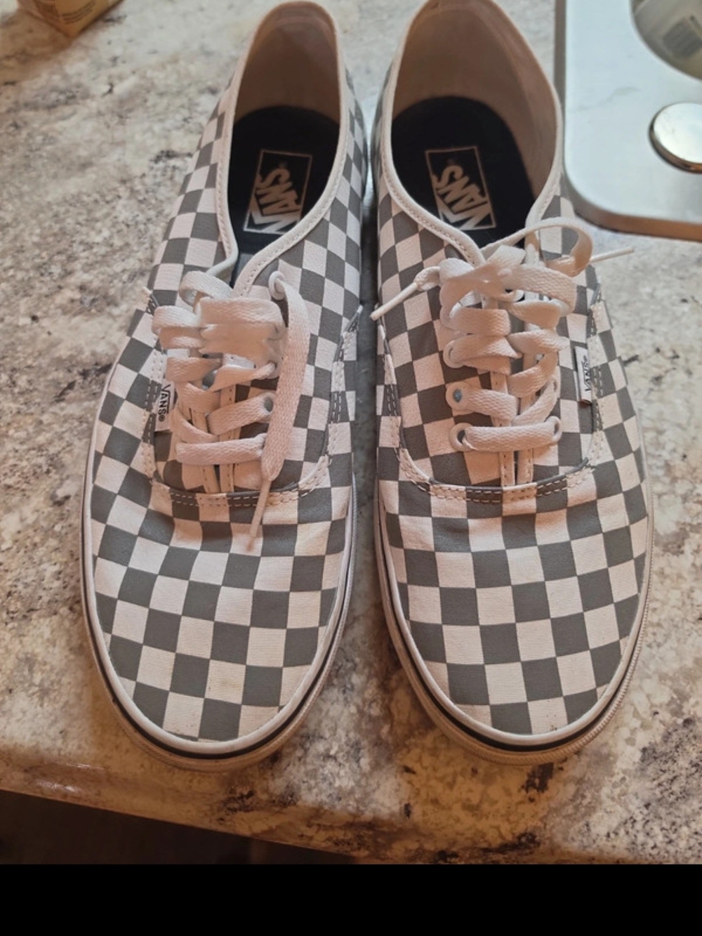 Vans Authentic Checkerboard Skate Shoes - Black/White 11.5